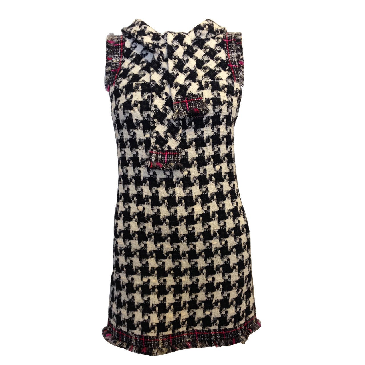 Chanel Navy and White Tweed Dress at 1stDibs