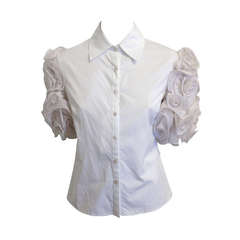 Valentino White Blouse with Ruffled Sleeves