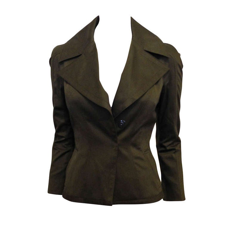 Tom Ford Olive Fitted Blazer For Sale