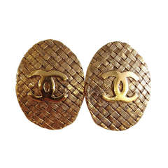 Chanel Gold-toned Woven Earrings