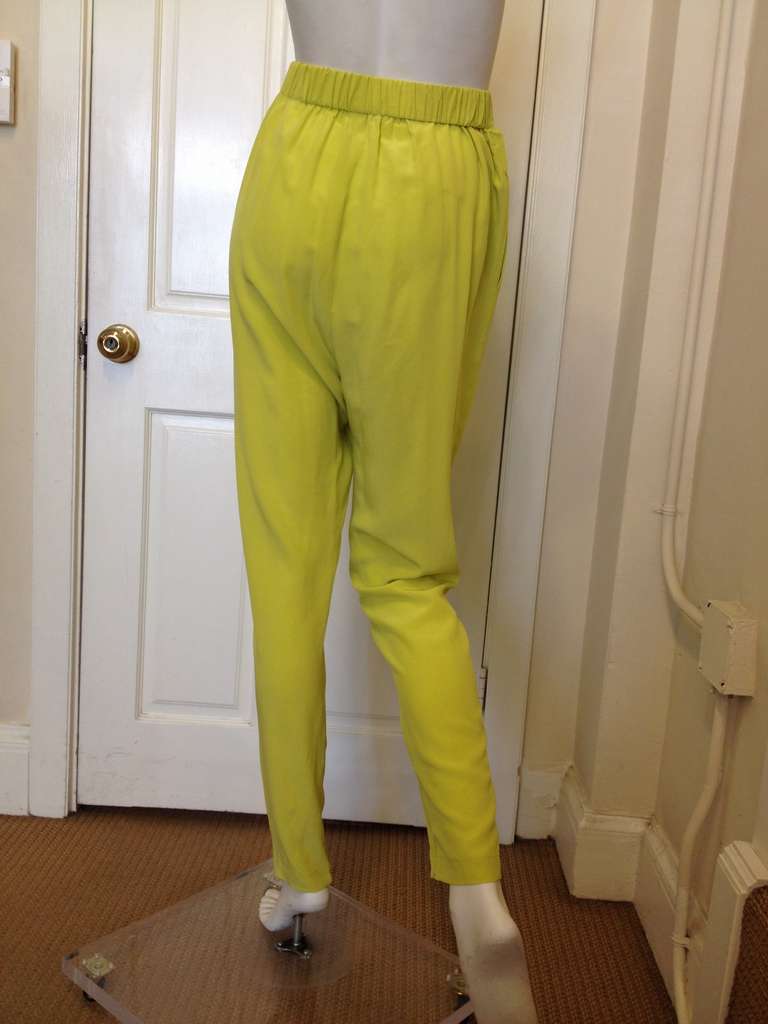 Lanvin Chartreuse Pants In Excellent Condition In San Francisco, CA