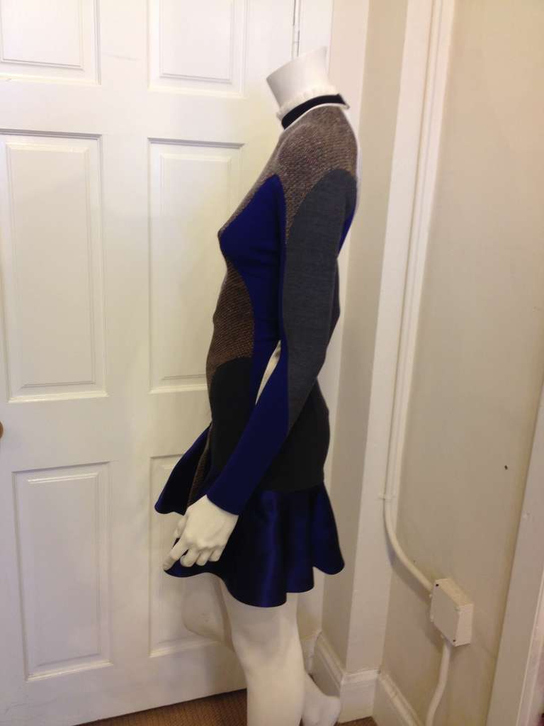 Stella McCartney Brown and Blue Neoprene Dress In Excellent Condition In San Francisco, CA