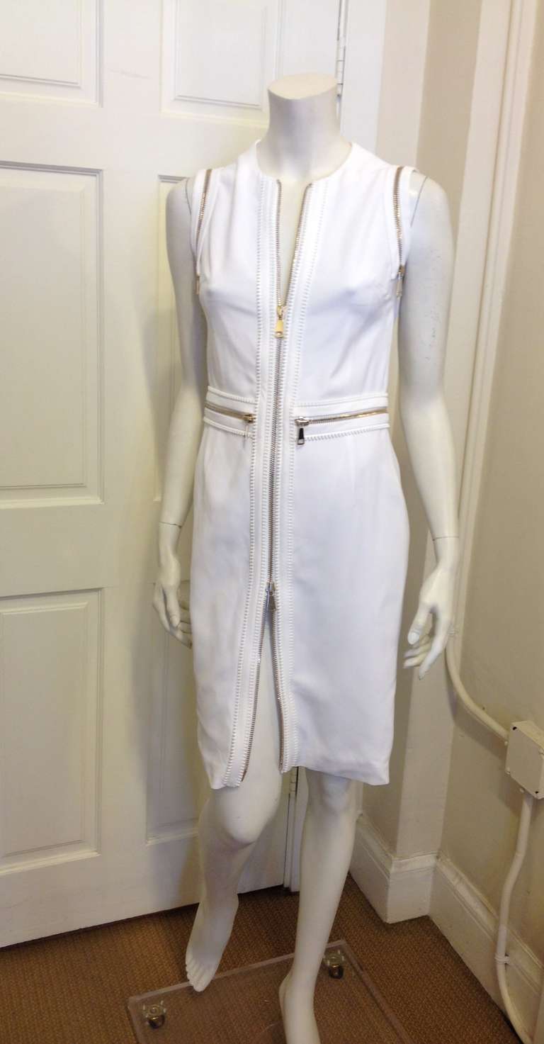 Gray Givenchy White Dress with Zippers