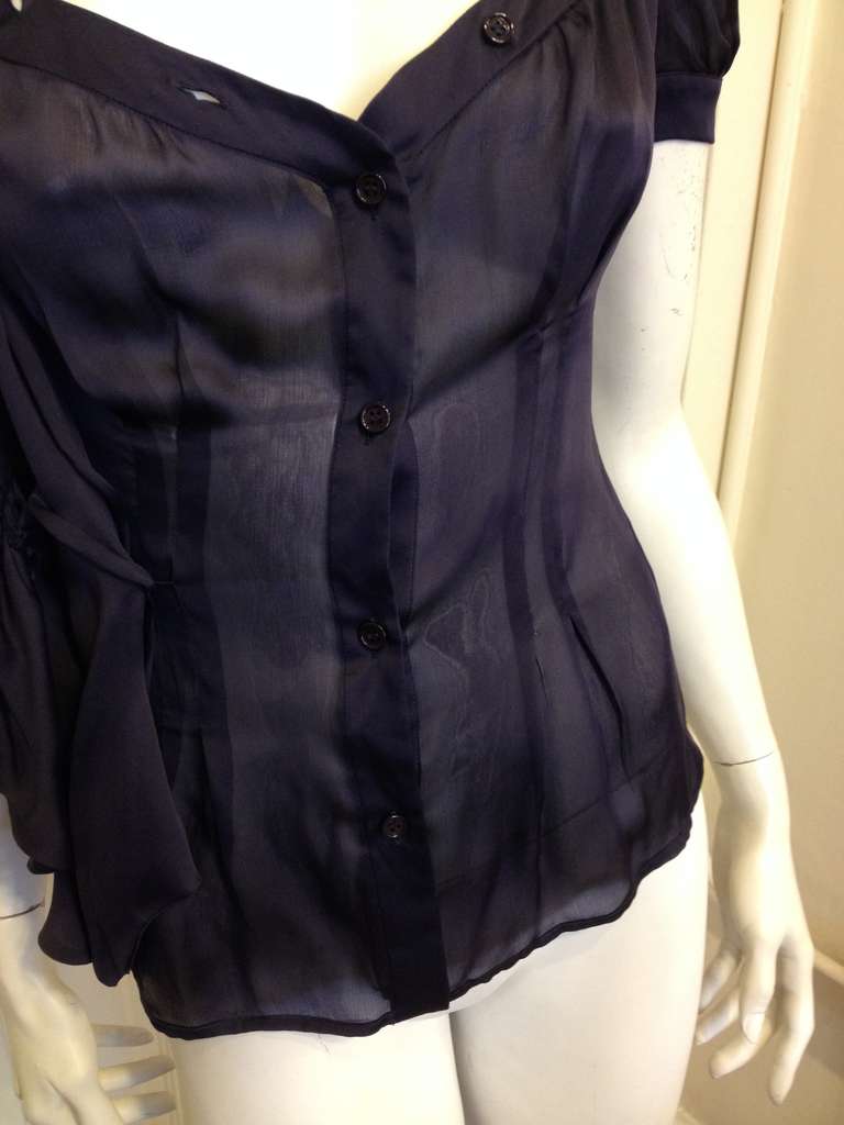 Women's Prada Navy Diamond Cutout Top