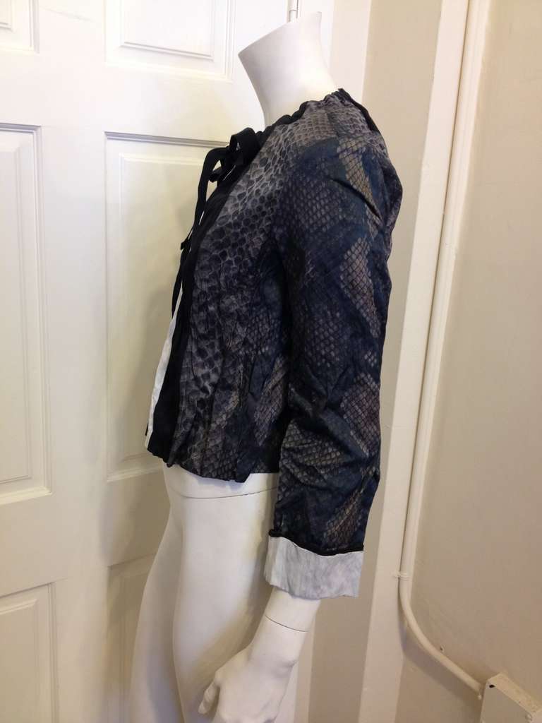 Prada Black and Charcoal Reptile Print Jacket In Excellent Condition In San Francisco, CA