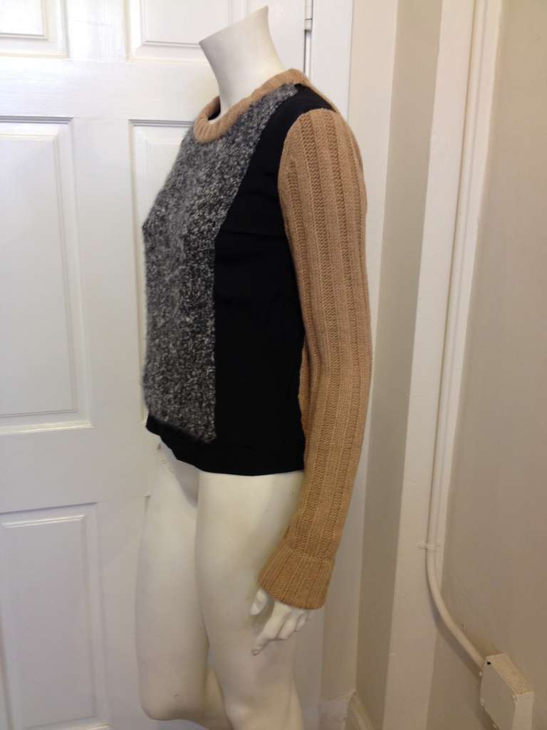 Reed Krakoff Grey, Camel, and Black Sweater In Excellent Condition In San Francisco, CA