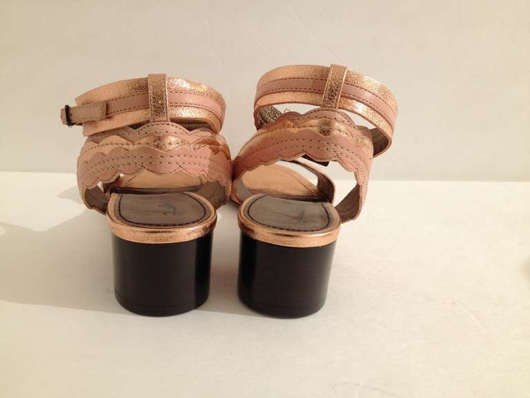 Brown Lanvin Metallic Rose Sandals