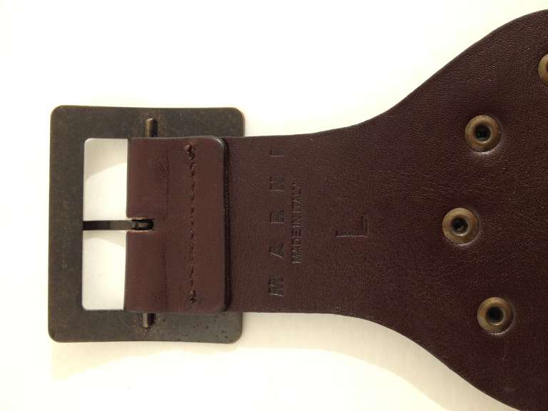 Women's Marni Brown Leather Belt with Bronze Grommets