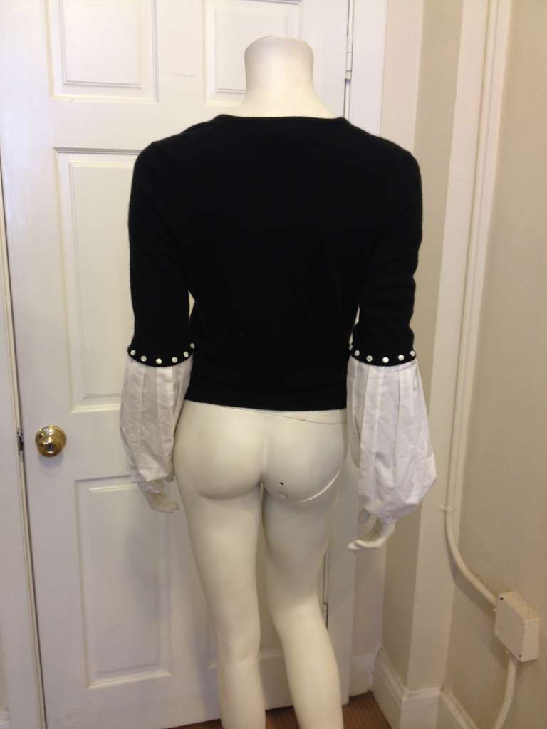 Yves Saint Laurent Black Sweater with White Sleeves For Sale 1
