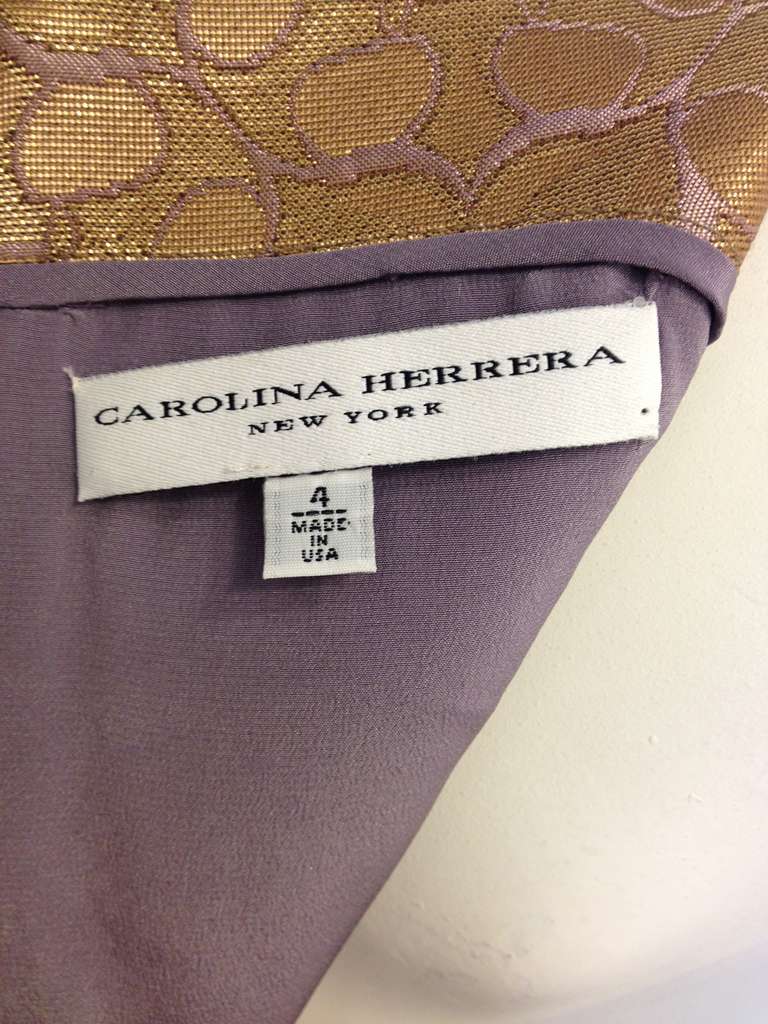 Carolina Herrera Gold and Lavender Dress In Excellent Condition In San Francisco, CA