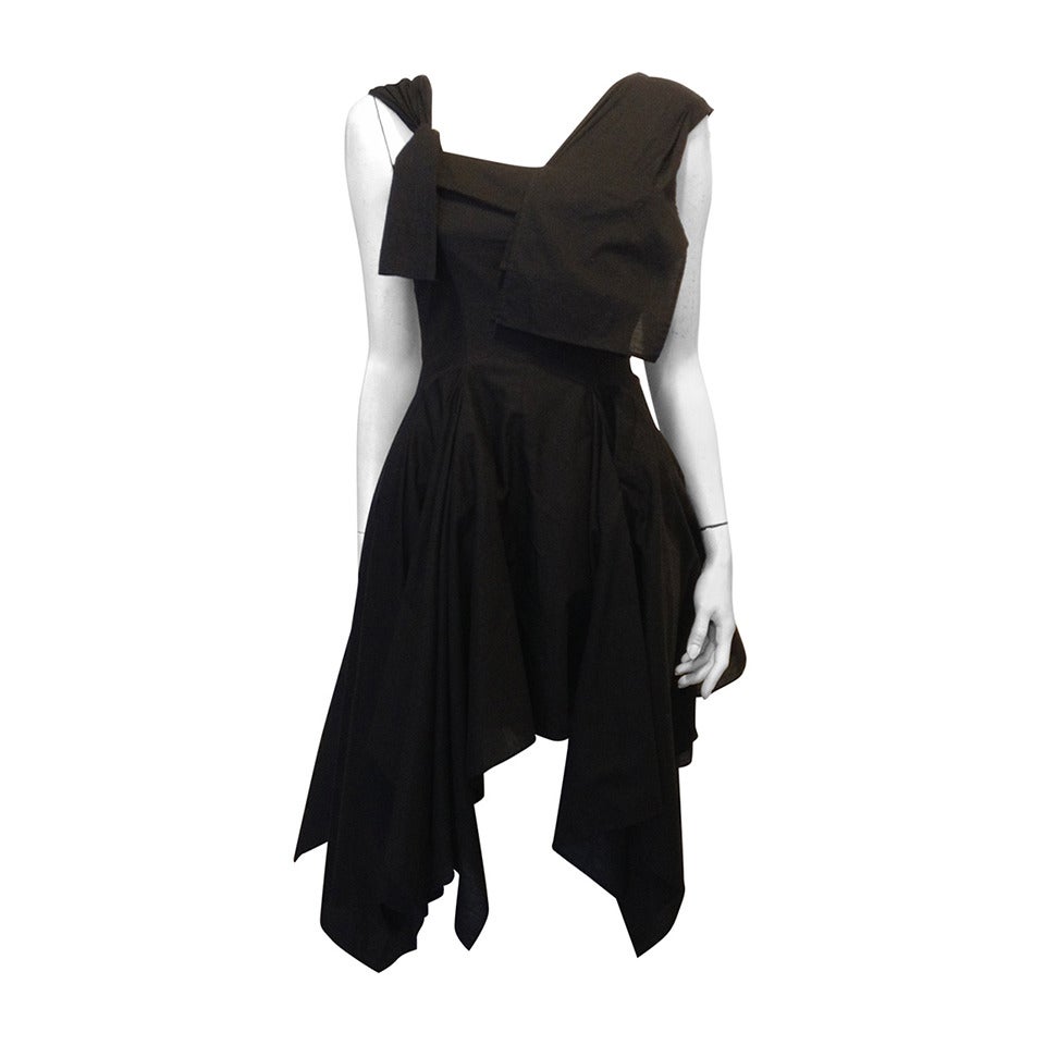 Yohji Yamamoto Black Dress with Asymmetrical Hem
