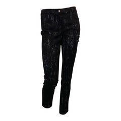 Antique Chanel Black Pants with White Pattern