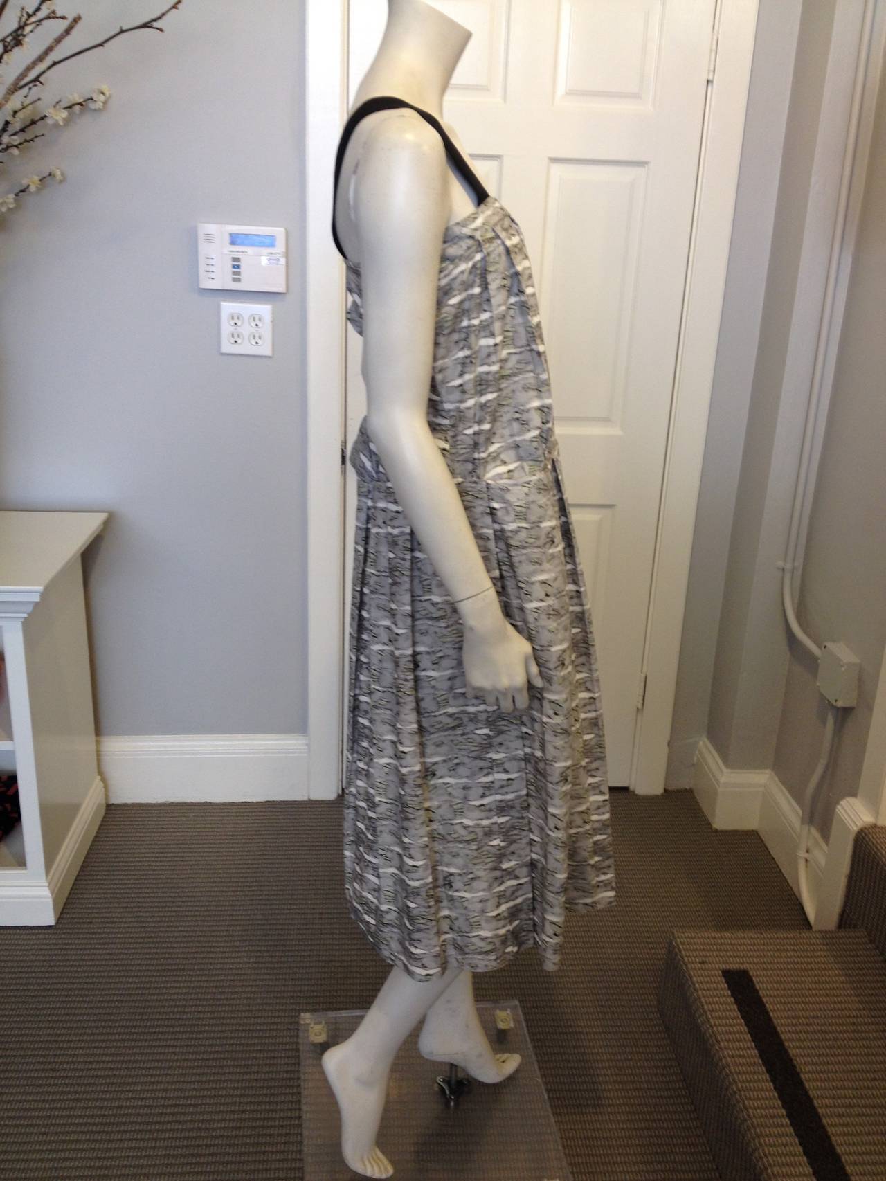 Marni Grey Patterned Cotton Dress In Excellent Condition In San Francisco, CA