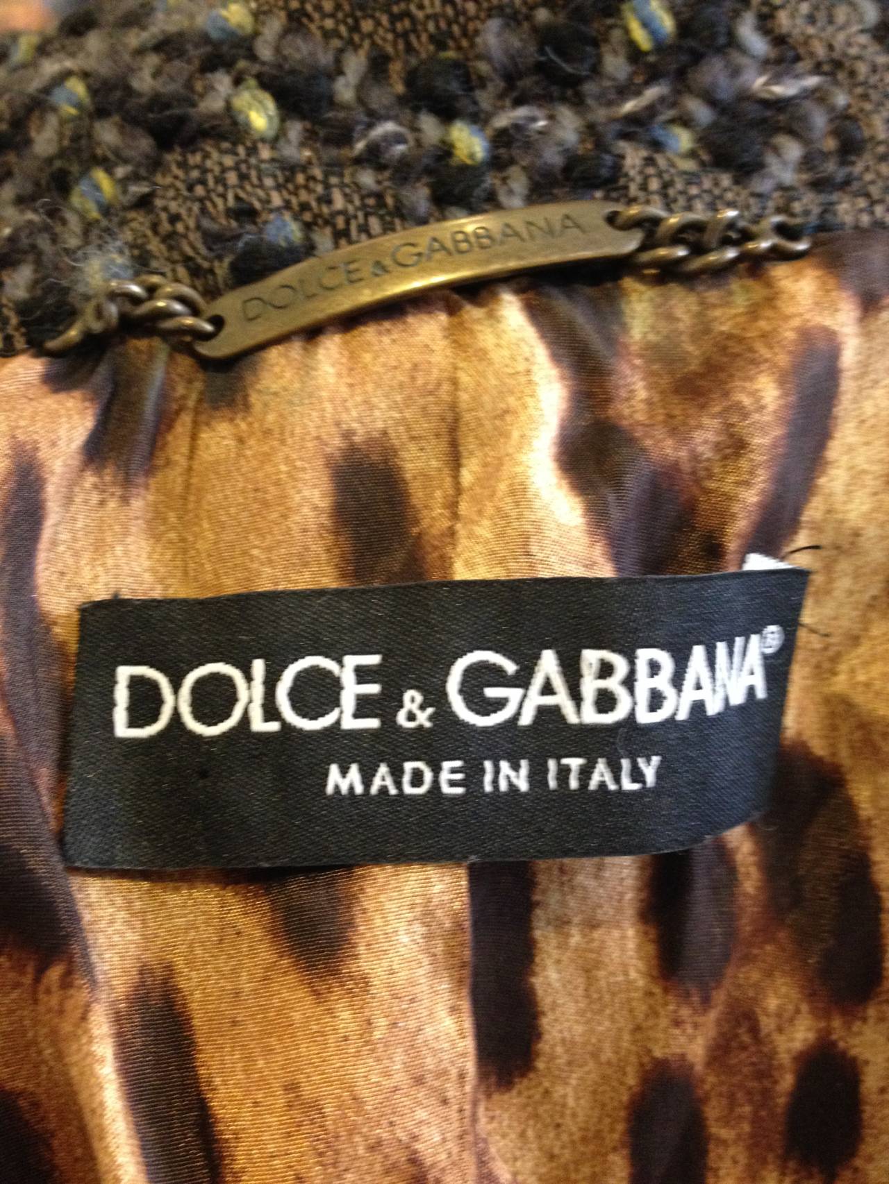 Dolce & Gabbana Olive and Brown Tweed Coat 2