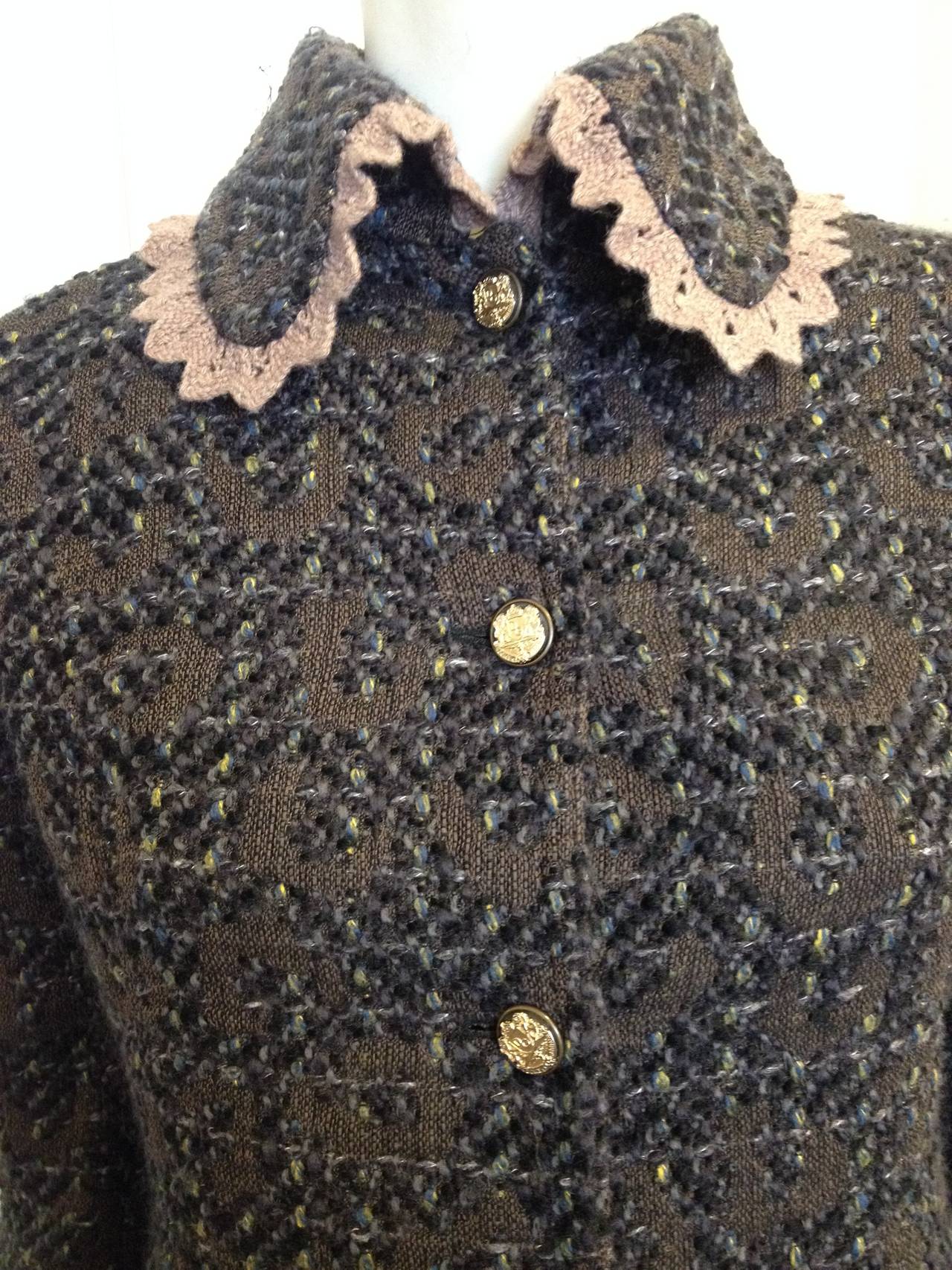 Women's Dolce & Gabbana Olive and Brown Tweed Coat