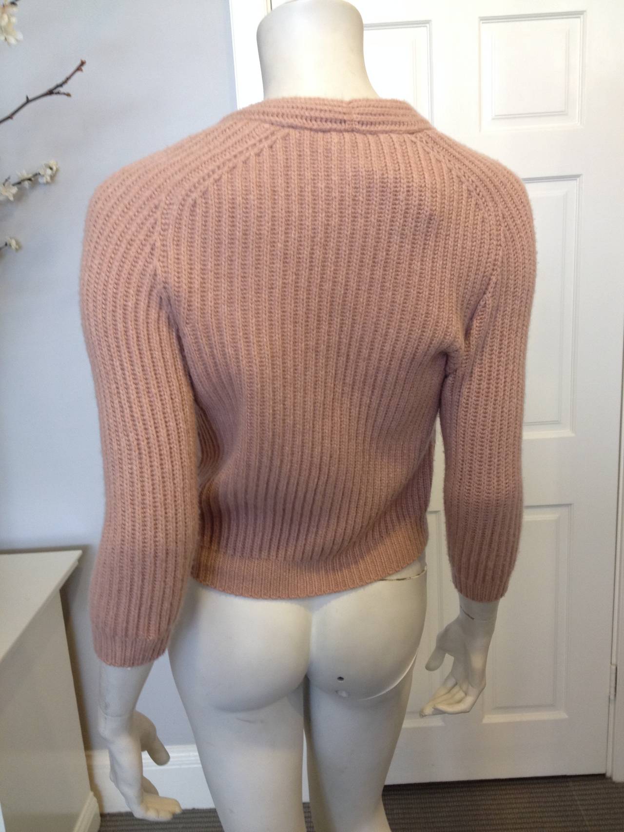 Women's Brunello Cuccinelli Dusty Pink Rib Knit Cardigan