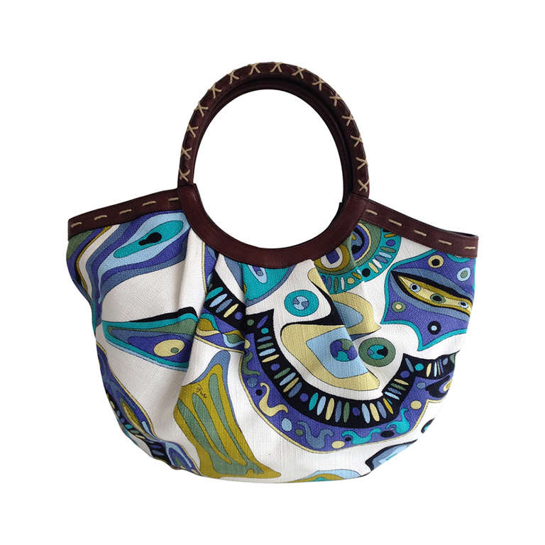 Emilio Pucci Teal, LIme, and White Bag