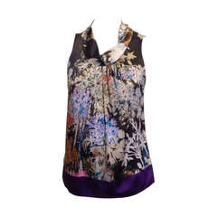 Etro Brown and Purple Floral Top