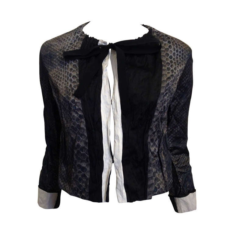 Prada Black and Charcoal Reptile Print Jacket