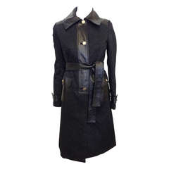 Dolce & Gabbana Black Leather-Trimmed Coat