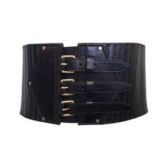 Balenciaga Black Wide Leather Belt