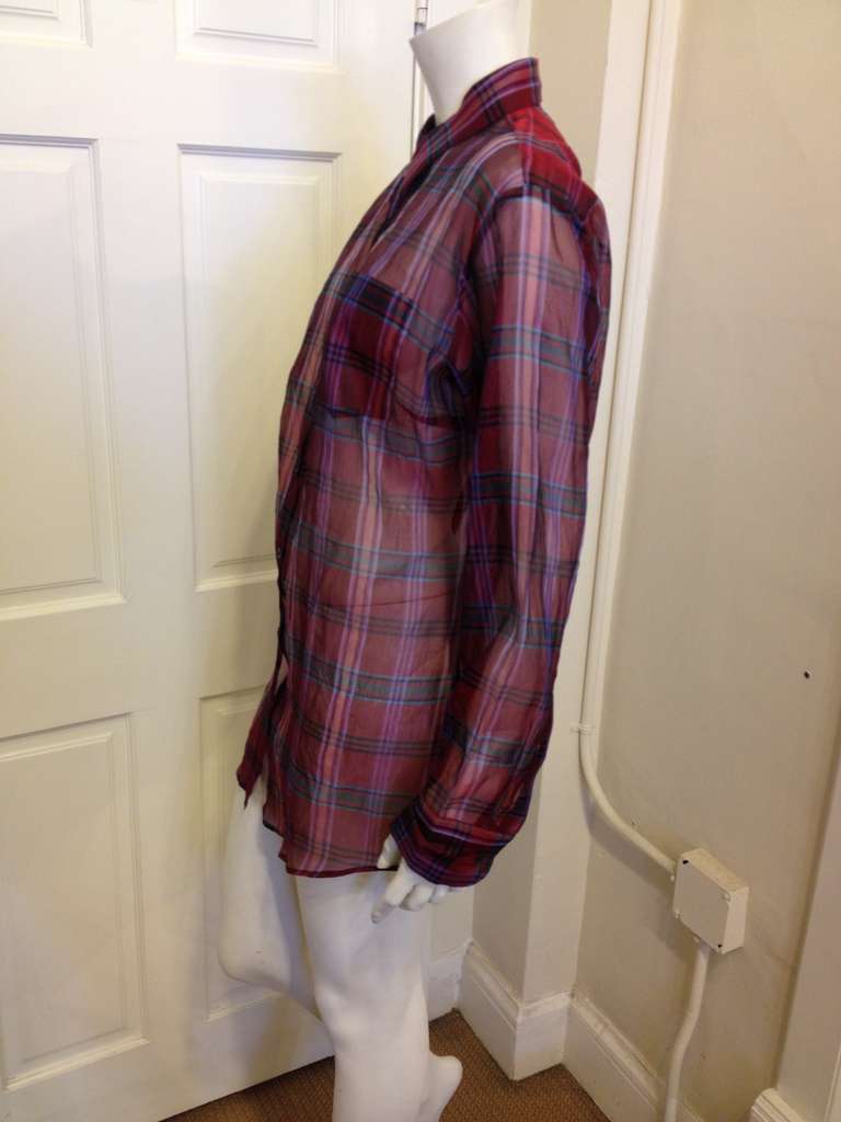 sheer plaid blouse