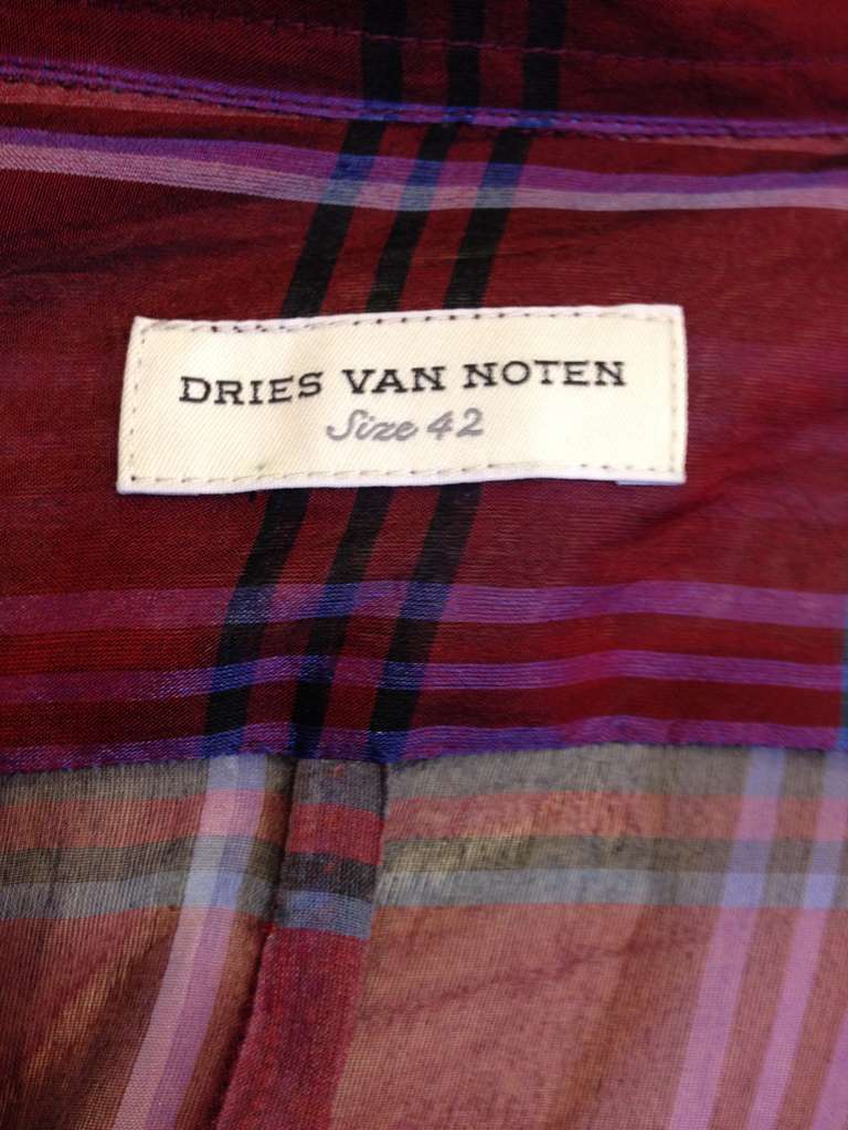 Dries Van Noten Sheer Plaid Shirt In Excellent Condition In San Francisco, CA