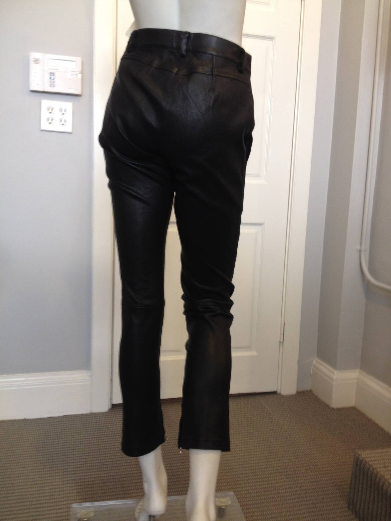 The Row Black Leather Pants In Excellent Condition In San Francisco, CA