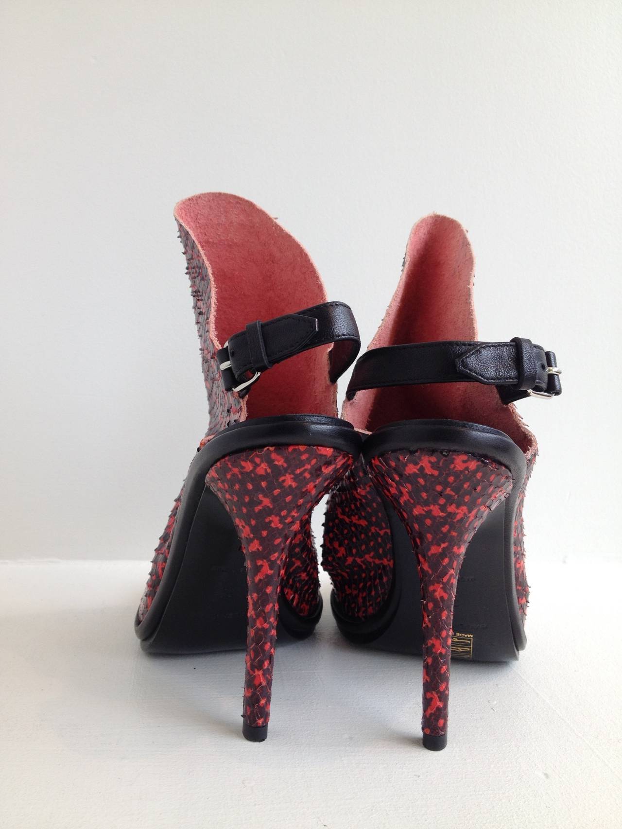 red snakeskin bootie