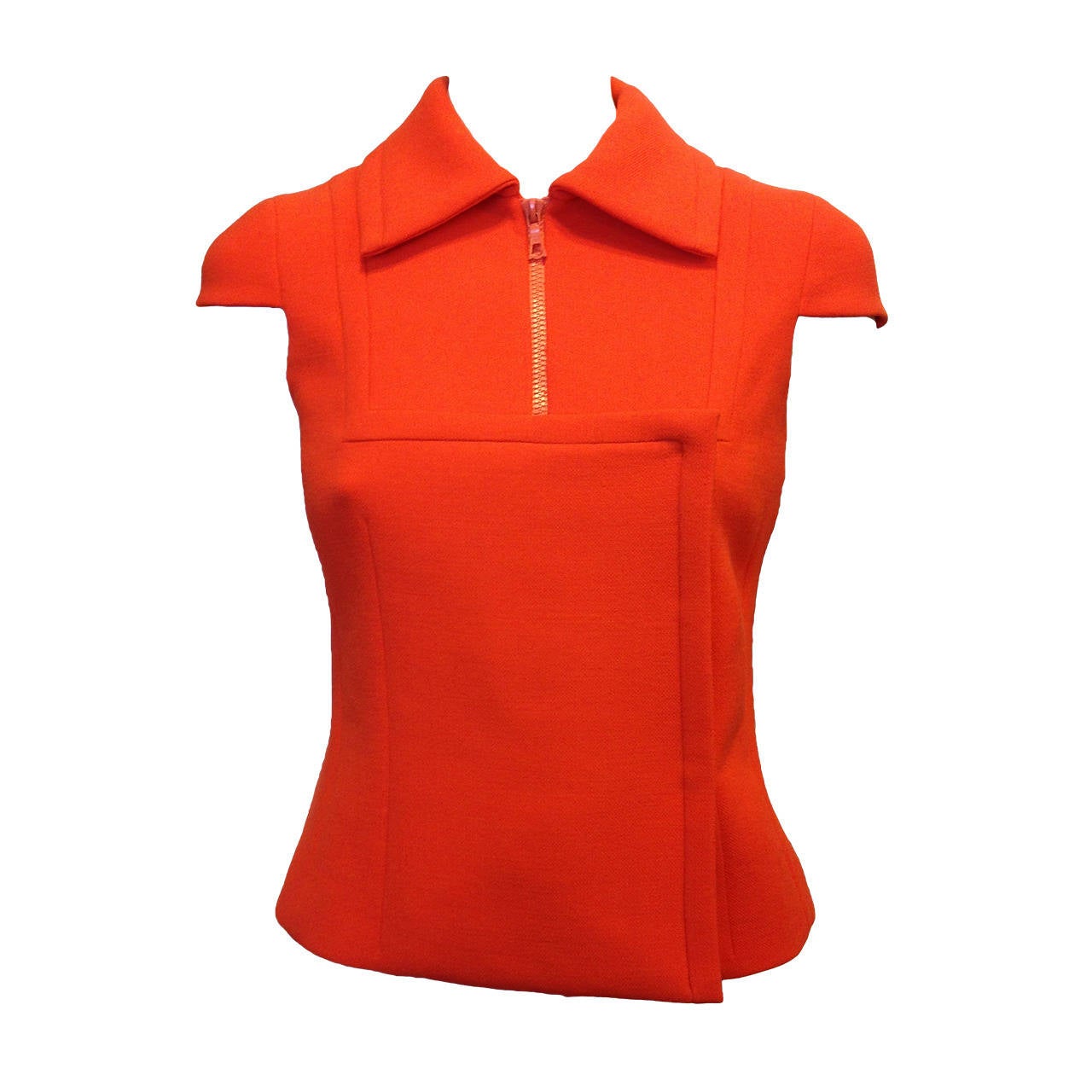 Prada Orange Wool Zipper Top