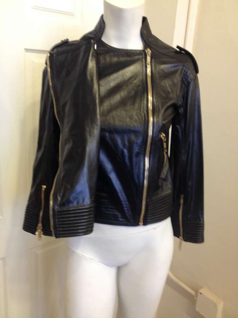 Matthew Williamson Black Leather Jacket In Excellent Condition In San Francisco, CA