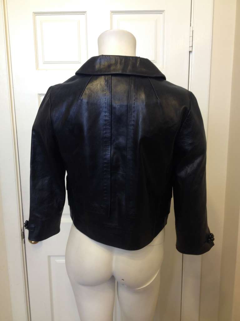 Louis Vuitton Navy Leather Jacket In Excellent Condition In San Francisco, CA