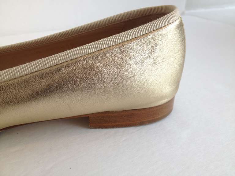 gold chanel ballet flats