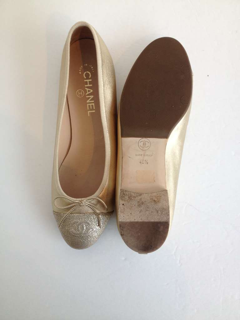gold chanel flats