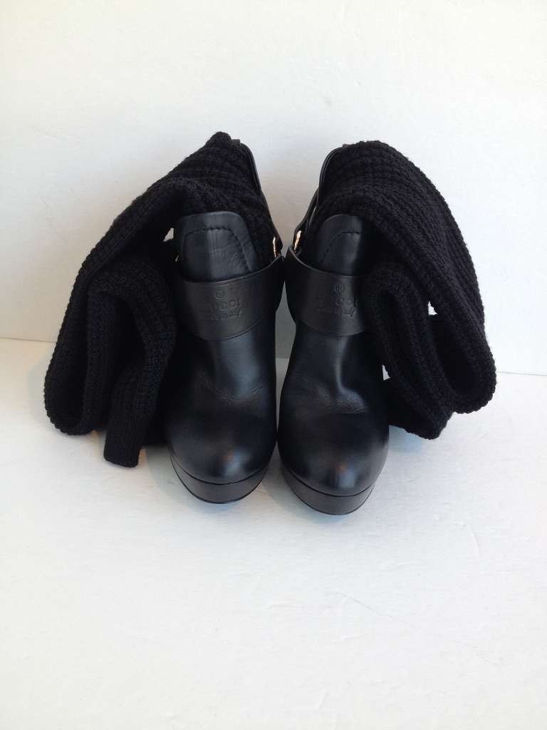 Gucci Black Knee-Sock Boot In New Condition In San Francisco, CA