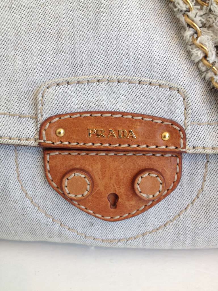 Prada Cream Denim Purse