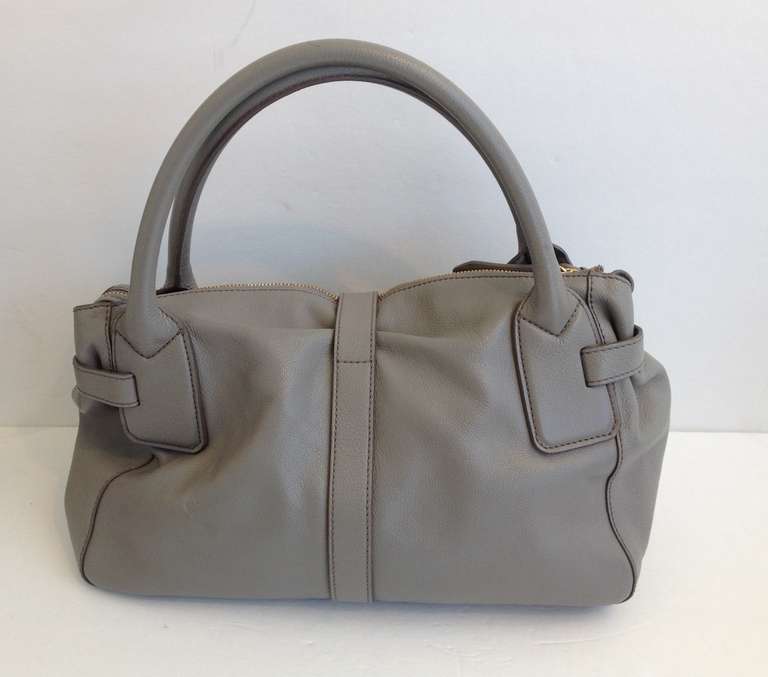 grey leather purse