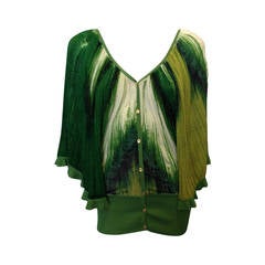 Roberto Cavalli Green Knit Batwing Top