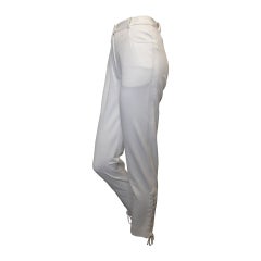 Chanel White Pant with Lace-up Cuff