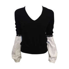 Yves Saint Laurent Black Sweater with White Sleeves