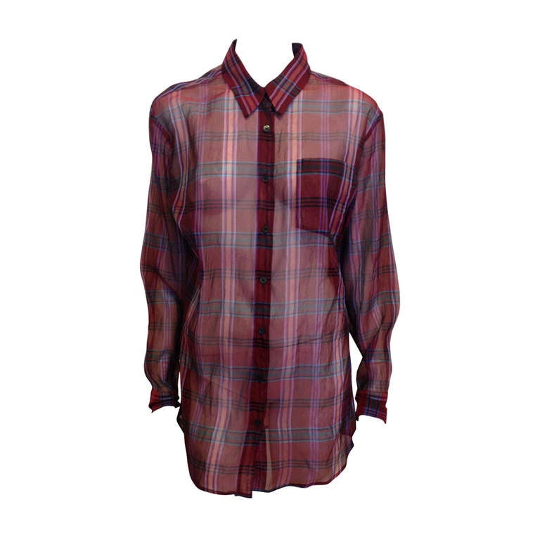 Dries Van Noten Sheer Plaid Shirt at 1stDibs | sheer plaid blouse ...