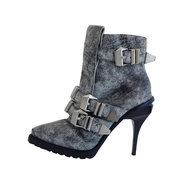 Alexander Wang Hanne Triple Buckle Zip Boots in Grey at 1stDibs | alexander  wang buckle boots, grey buckle boots