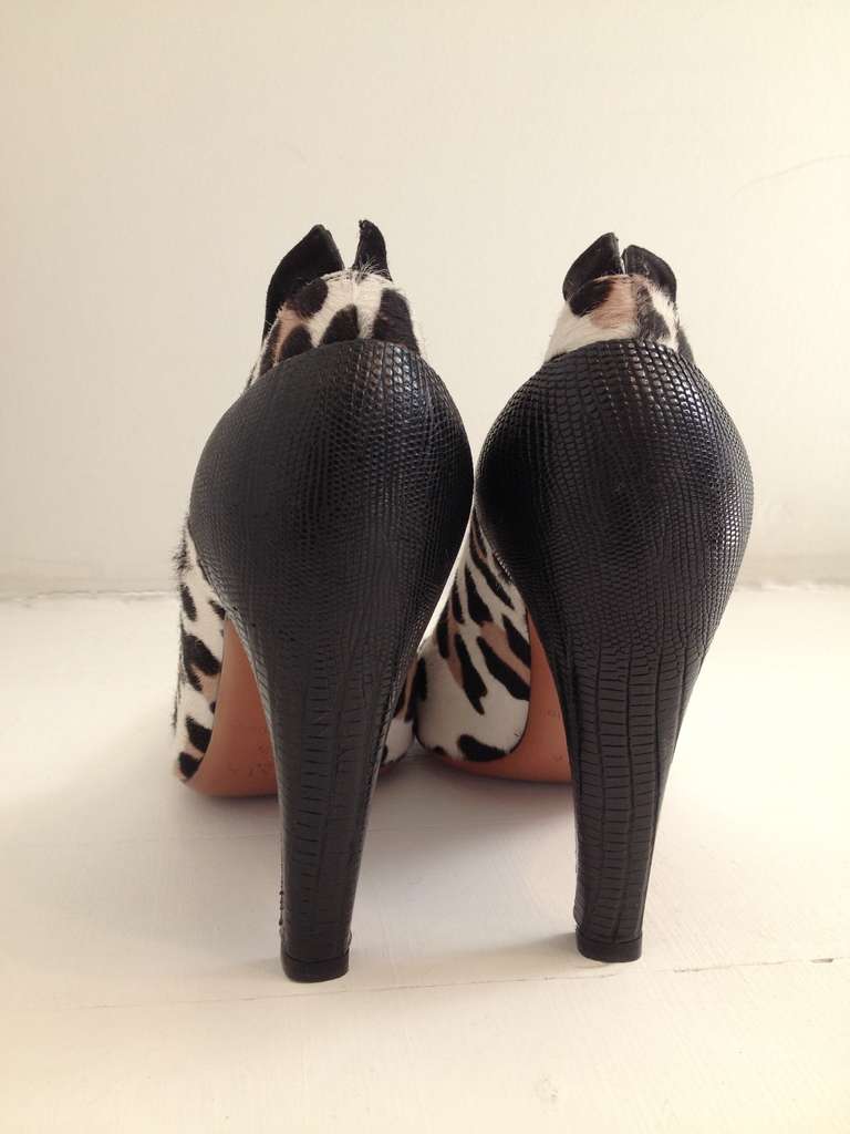 black and white leopard print heels