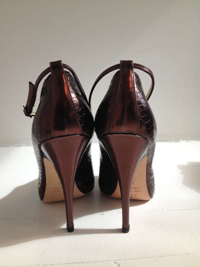 Women's Giuseppe Zanotti Brown Metallic Snake Pumps
