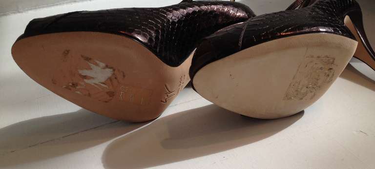 Giuseppe Zanotti Brown Metallic Snake Pumps 1