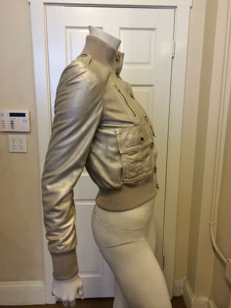 Gucci Gold Leather Jacket 1