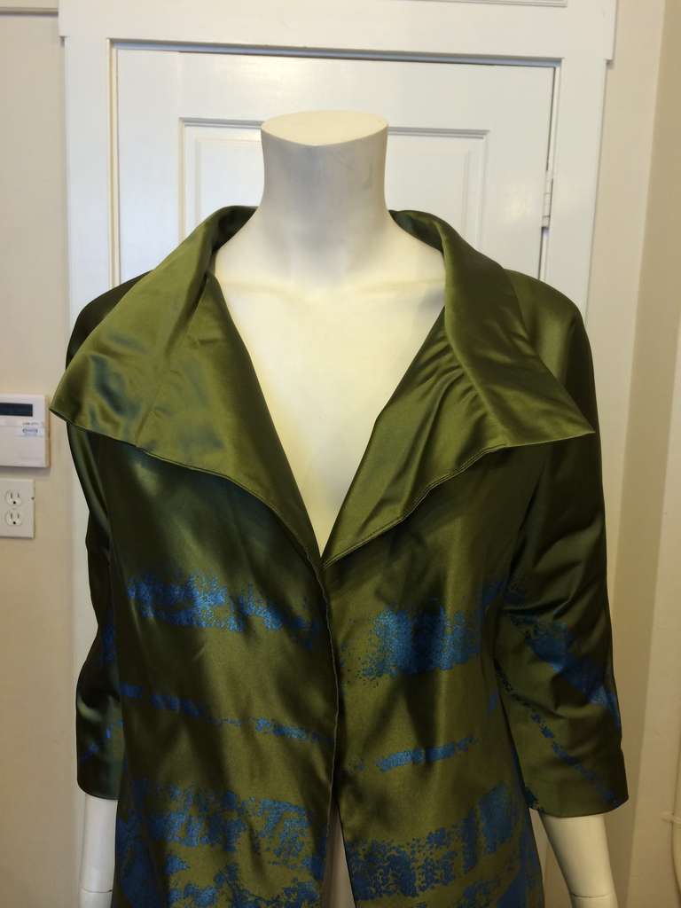 Vera Wang Emerald and Blue Coat In Excellent Condition In San Francisco, CA