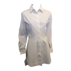 Alaia White Button Down Shirt Dress