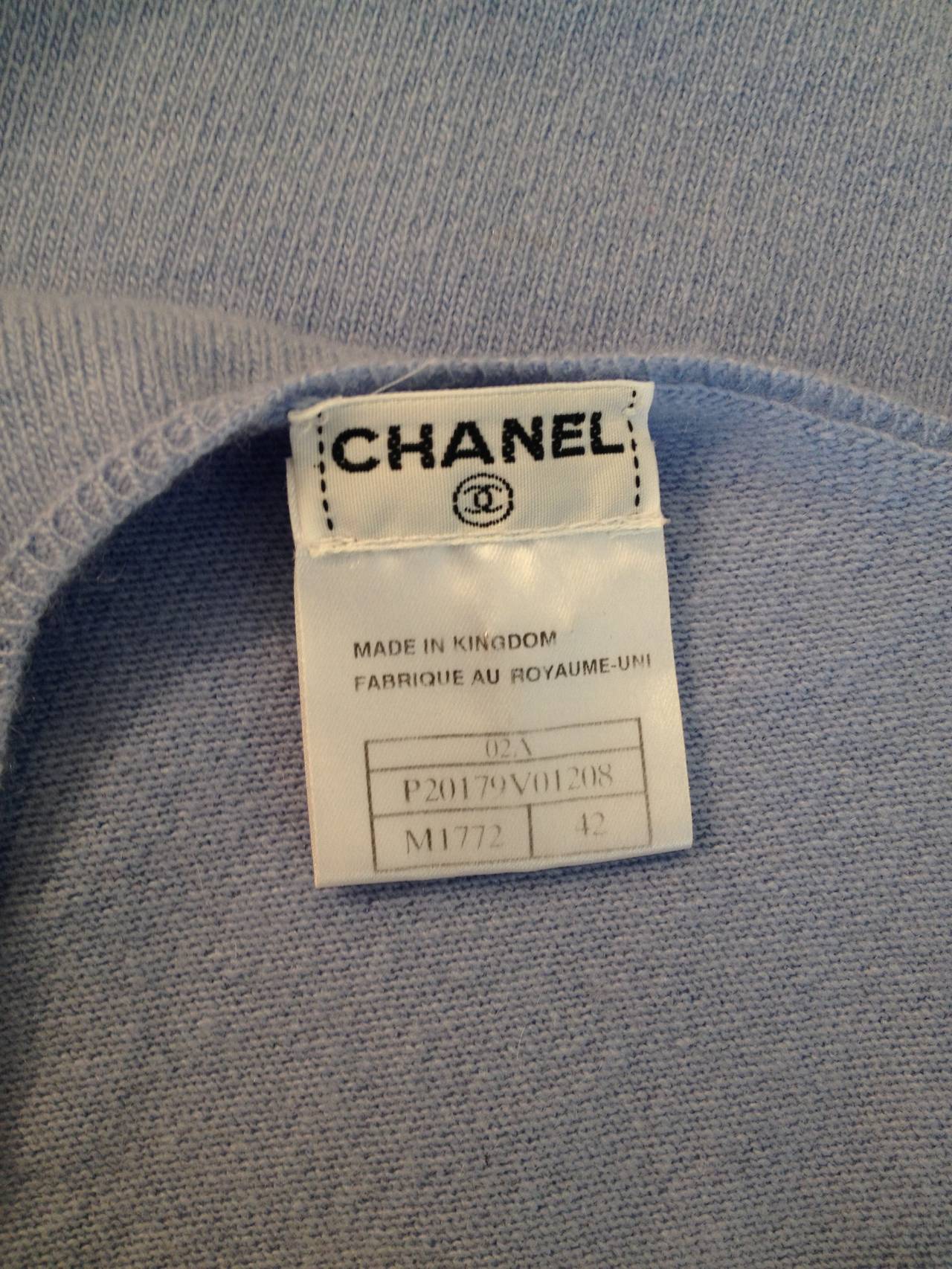 Chanel Cornflower Blue Cashmere Twinset at 1stDibs