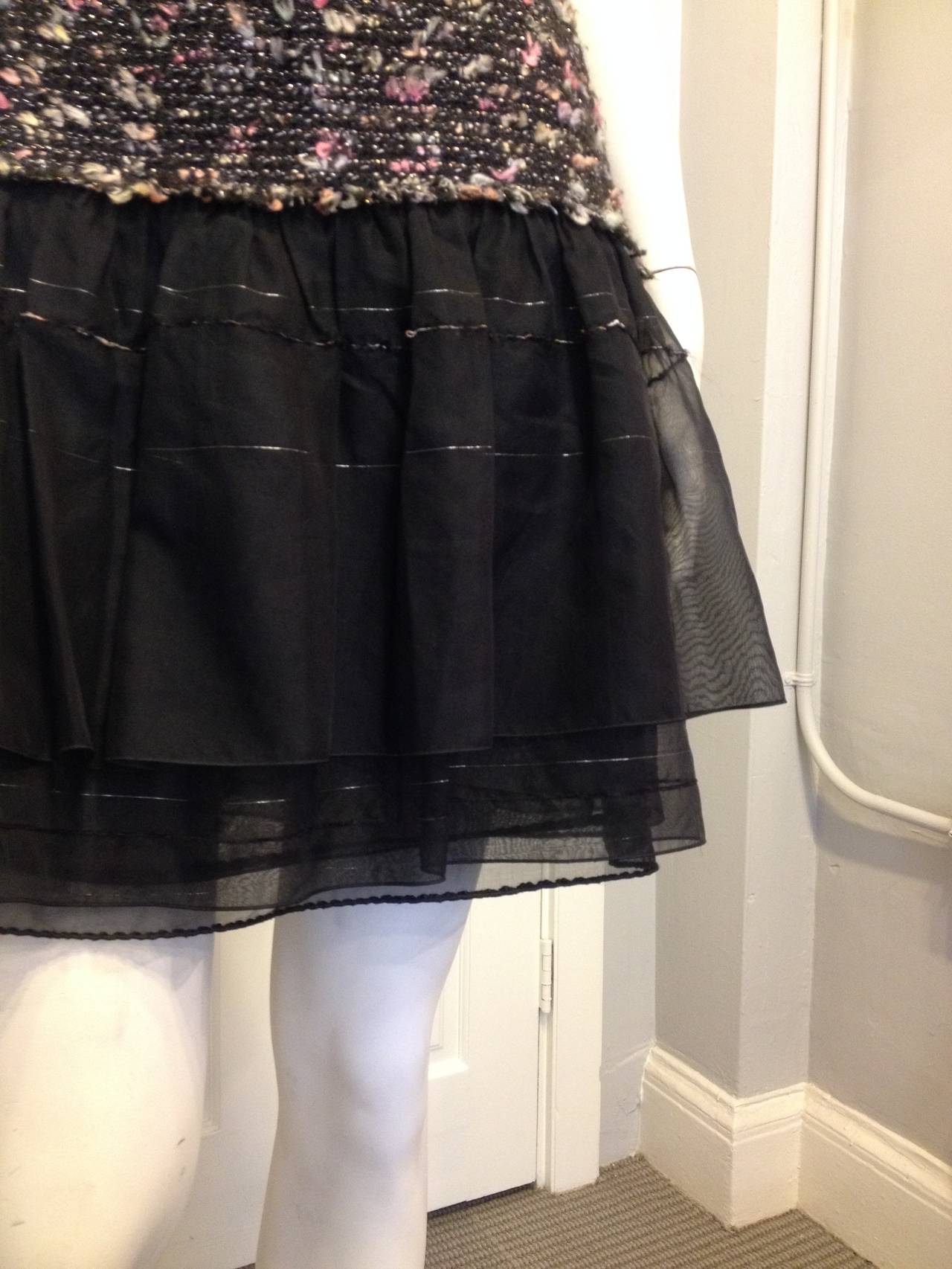 Chanel Black Tweed and Chiffon Dress 1